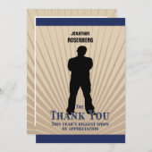 Movie Star Bar Mitzvah Danke, Tan Navy Blue Dankeskarte (Vorne/Hinten)