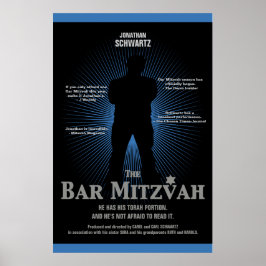 Movie Star Bar Mitzvah Poster Black Navy Blue