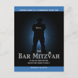 Movie Star Bar Mitzvah Save the Date Black Navy Ankündigungspostkarte
