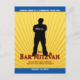 Movie Star Bar Mitzvah Save the Date gelb blau Ankündigungspostkarte