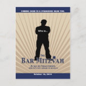 Movie Star Bar Mitzvah Save the Date Tan Navy Blue Ankündigungspostkarte (Vorderseite)