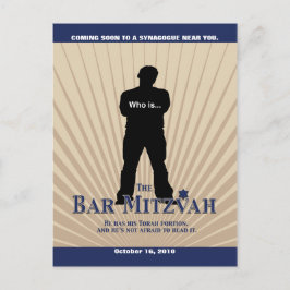 Movie Star Bar Mitzvah Save the Date Tan Navy Blue Ankündigungspostkarte