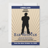 Movie Star Bar Mitzvah Tan Navy Blau Magneteinladung (Vorderseite)
