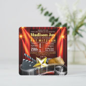 MOVIE STAR HOLLYWOOD Bat Mitzvah Einladung (Stehend Vorderseite)