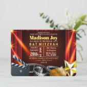 MOVIE STAR HOLLYWOOD Bat Mitzvah Einladung (Stehend Vorderseite)