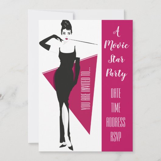 Movie Star Hollywood Kleid up Party Einladung (Vorderseite)