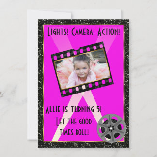 Movie Star Pink Glitzer Einladung