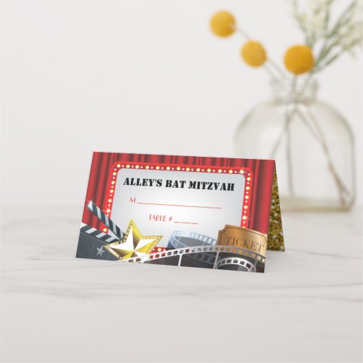 MOVIE STAR VIP Bar Bat Mitzvah Sitzungs-Escortkart Platzkarte (Vorderseite)