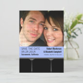 Movie Theater Foto Save the Date einladen, Blau (Stehend Vorderseite)