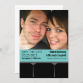 Movie Theater Foto Save the Date Einladung, Aqua (Vorne/Hinten)