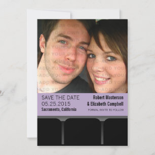 Movie Theater Foto Save the Date Einladung, Lilac