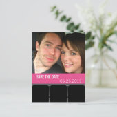 Movie Theater Foto Save the Date Postkarte, Magent Ankündigungspostkarte (Stehend Vorderseite)