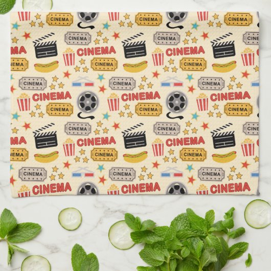 Movie Theater Fun Muster Geschirrtuch (Gefaltet)