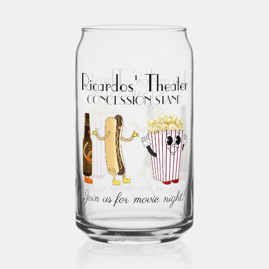 Movie Theater Konzession Stand Hotdog Popcorn Dosenglas (Vorderseite)