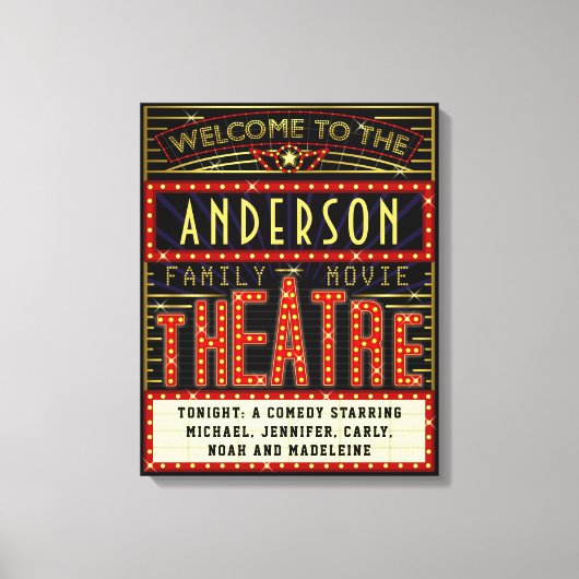 Movie Theater Marquee Zuhause Cinema | INDIVIDUELL Leinwanddruck (Vorderseite)