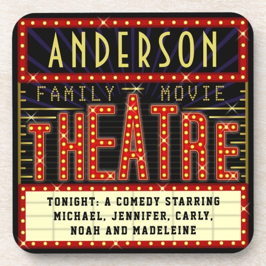 Movie Theater Marquee Zuhause Cinema | INDIVIDUELL Untersetzer (Vorderseite)