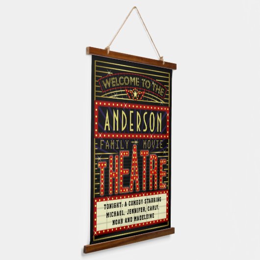 Movie Theater Marquee Zuhause Cinema | INDIVIDUELL Wandteppich Mit Holzrahmen (Gewinkelt)