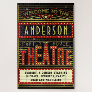 Movie Theater Marquee Zuhause Cinema  Name 20 x 30 Puzzle