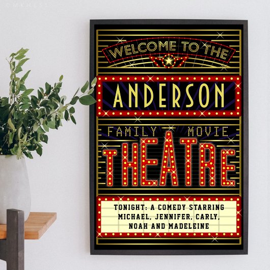 Movie Theater Marquee Zuhause Cinema | Name 24 x 3 Poster