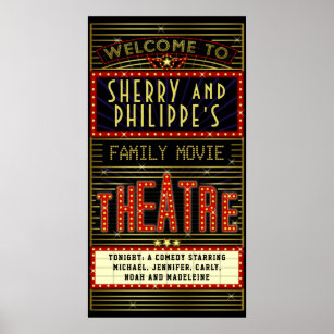 Movie Theater Marquee Zuhause Cinema   Name Long V Poster