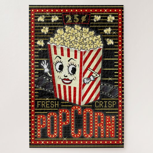 Movie Theater Marquee Zuhause Cinema Popcorn Puzzle (Vertikal)
