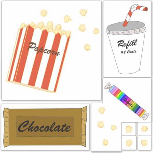 Movie Theater Snacks Aufkleber (Vorderseite)