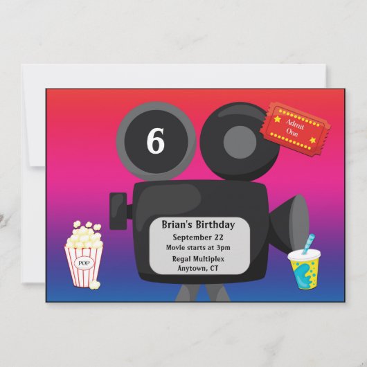 Movie Theme Anpassbare Geburtstagsparty Einladung (Vorderseite)