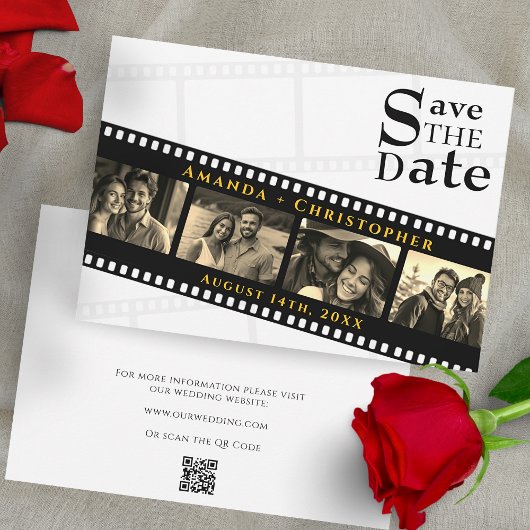 Movie Theme Filmstrip Custom Wedding Save The Date