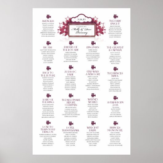 Movie Theme Wedding Chart Poster (Vorne)