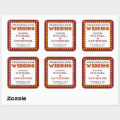 Movie Theme Wedding Marquee Sign Save the Date Quadratischer Aufkleber (Blatt)