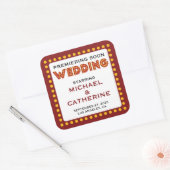 Movie Theme Wedding Marquee Sign Save the Date Quadratischer Aufkleber (Umschlag)