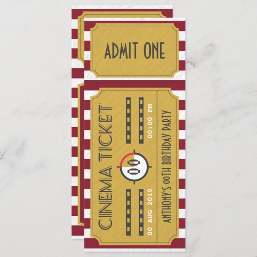 Movie Ticket Geburtstagsparty Fotoeinladung hinzuf Einladung (Vorne/Hinten)