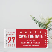 Movie Ticket Hollywood Wedding Unique Save The Date (Stehend Vorderseite)