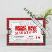 Movie Ticket Horror Movie Party Einladung (Stehend Vorderseite)