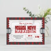 Movie Ticket Horror Movie Party Einladung (Stehend Vorderseite)