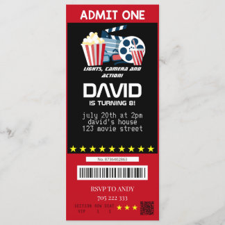 Movie Ticket Movie Party Boy Birthday Tickets Einladung
