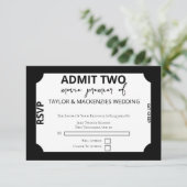 Movie Ticket Wedding RSVP Karte (Stehend Vorderseite)