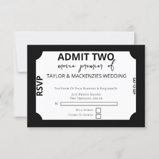 Movie Ticket Wedding RSVP Karte