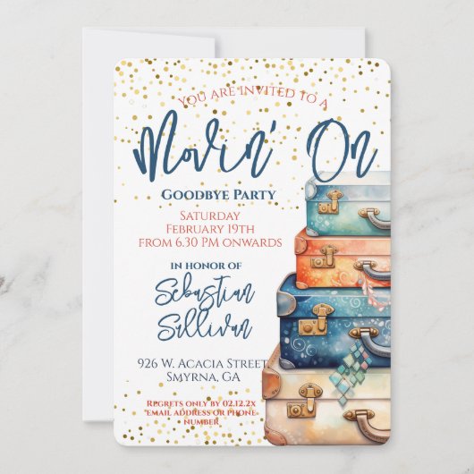 Movin' Auf Wiedersehen weg Party Einladung (Vorderseite)