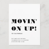 MOVIN On UP Fun Einfache moderne Minimalistische B Ankündigungspostkarte (Vorderseite)