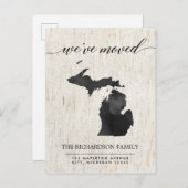 Moving Ankündigung, Michigan Staat rustikal Einladungspostkarte (Vorne/Hinten)