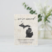 Moving Ankündigung, Michigan Staat rustikal Einladungspostkarte (Stehend Vorderseite)