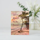 Moving Ankündigung Sunrise Beach mit Palmen Postkarte (Stehend Vorderseite)