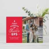 Moving Ankündigung Weihnachtskarte mit 4 Fotos (Stehend Vorderseite)