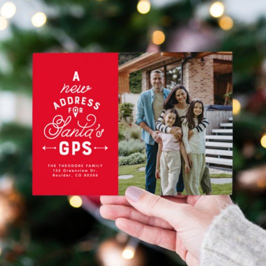 Moving Ankündigung Weihnachtskarte mit 4 Fotos