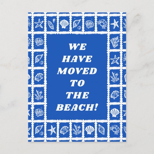 MOVING ANNOUNCEMENT ADDRESS Blue Seashells Beach Postkarte (Vorderseite)