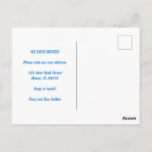 MOVING ANNOUNCEMENT ADDRESS Blue Seashells Beach Postkarte (Rückseite)