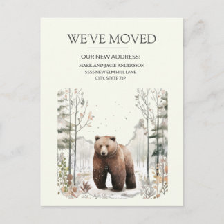 Moving Announcement Bear Mountains Snow Postkarte