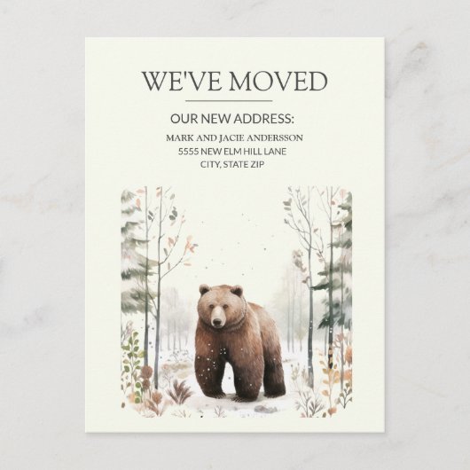 Moving Announcement Bear Mountains Snow Postkarte (Vorderseite)