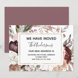 Moving Announcement Boho Mauve Floral Einladung